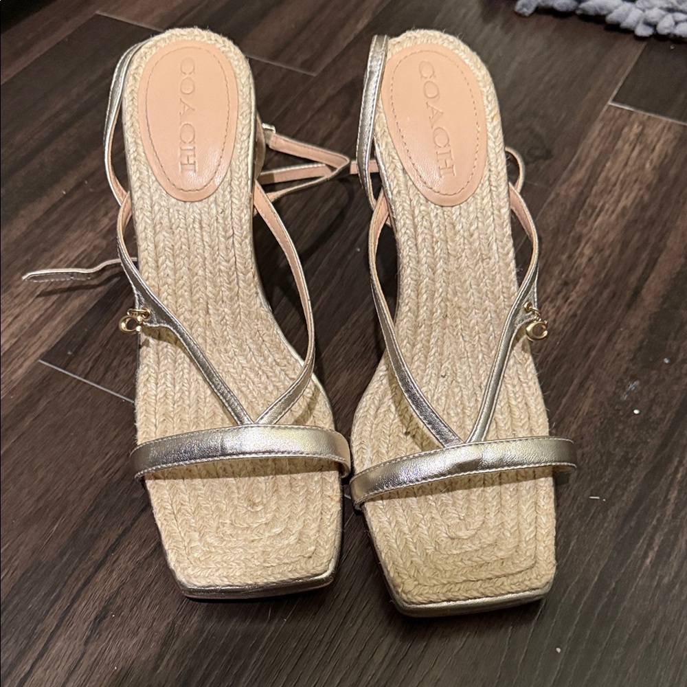 Coach Women's Gold and Tan  Heels